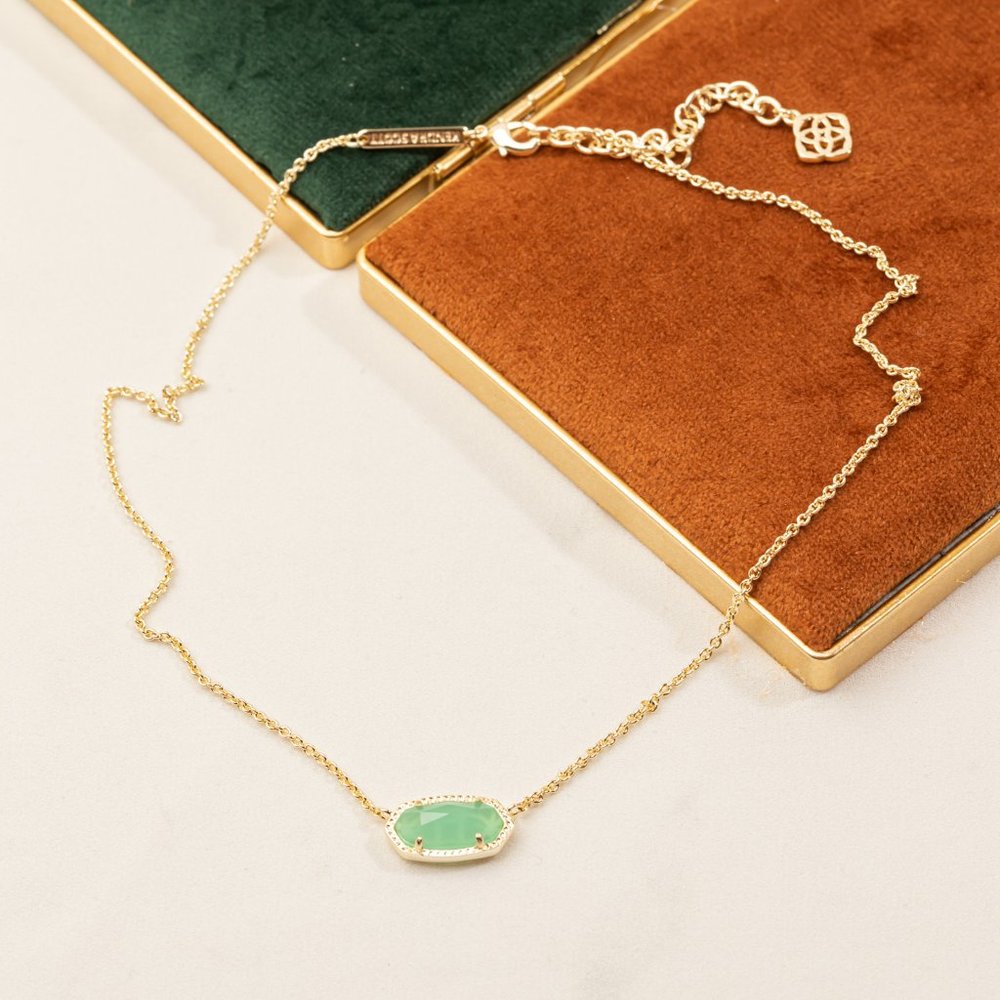 Kendra Scott Elisa Chalcedony Glass Gold Pendant Necklace - Picture 2 of 3